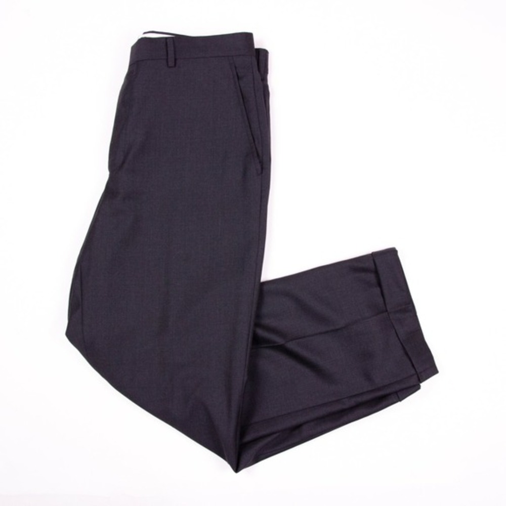 Santorelli Luxury Serge Romeo Mens 34 Charcoal Gray Flat Front Wool Dress Pants‎